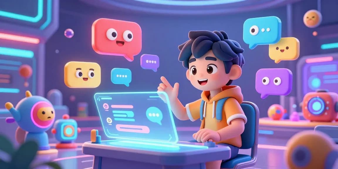 Engaging scene of animated character in hentai AI chat, vibrant conversation interface with playful icons.