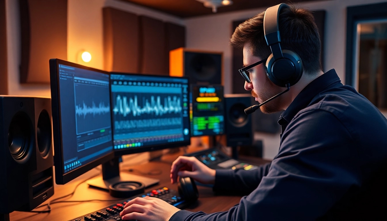 Engaging online mastering services performed in a modern audio studio environment.