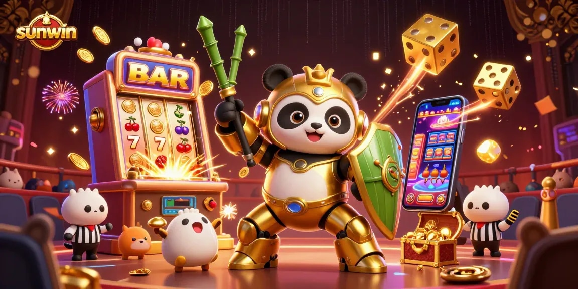 Experience sunwin thrills with a vibrant 3D casino scene bursting with playful elements.