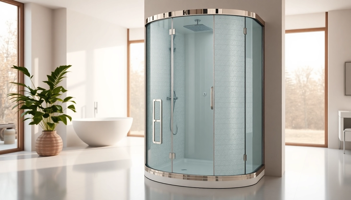 Die sonni Duschkabine in einem luxuriösen Badezimmer, modern und elegant gestaltet.