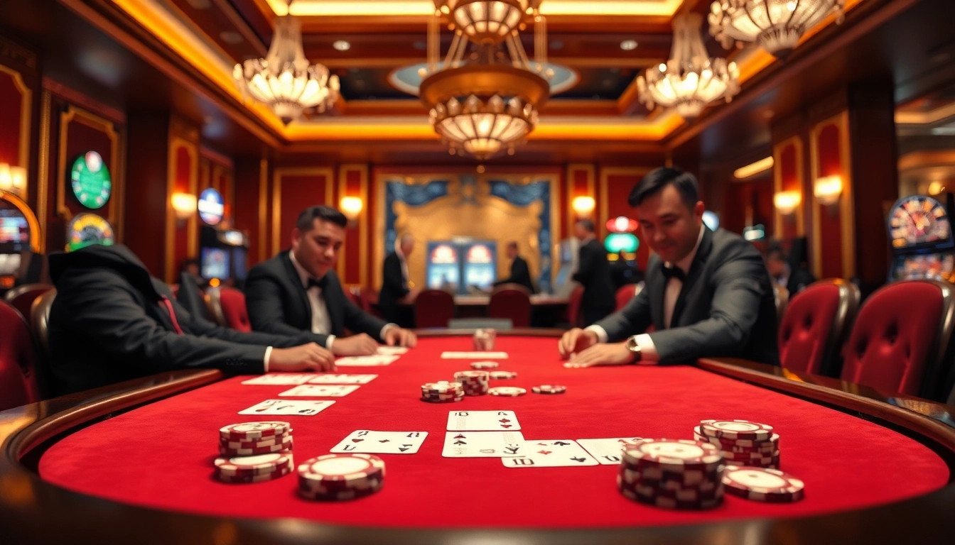Players enjoying a high-stakes poker game at U8888 casino table.