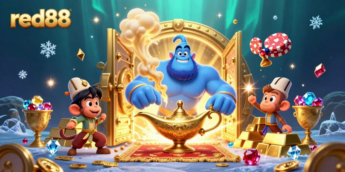 Experience the thrill of red88 with enchanting characters and dazzling treasures in this vibrant casino scene.
