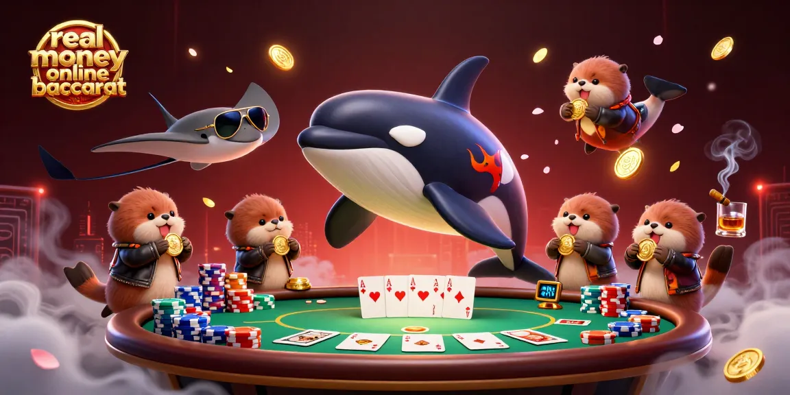 Engage with real money online baccarat in this vibrant casino scene featuring dynamic characters.