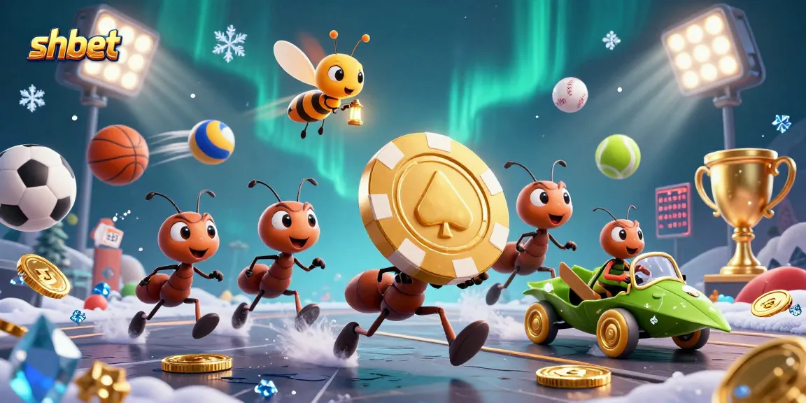 Experience thrilling gaming action with shbet's vibrant, animated scene of ants on a heist.