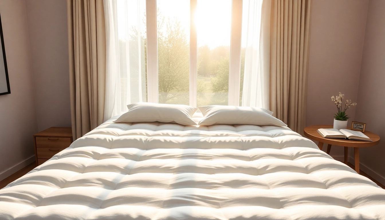 Enhance sleep quality with a comfortable cloud mattress topper featured prominently on a stylish bed.