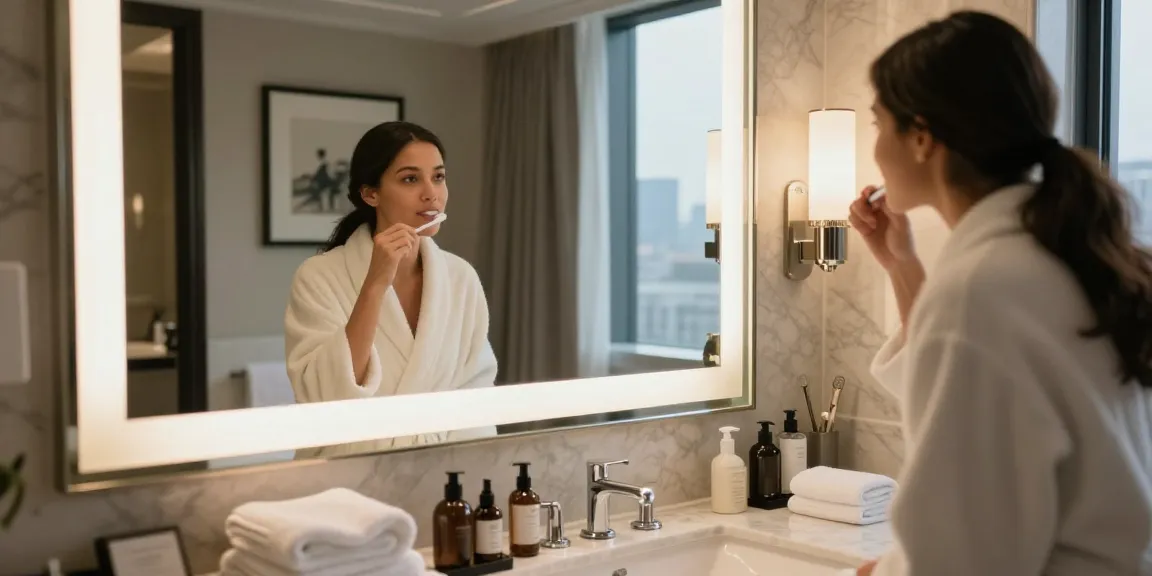 hotel bathroom mirror 2. led mirror manufacturer in a luxurious hotel setting with elegant decor and soft lighting