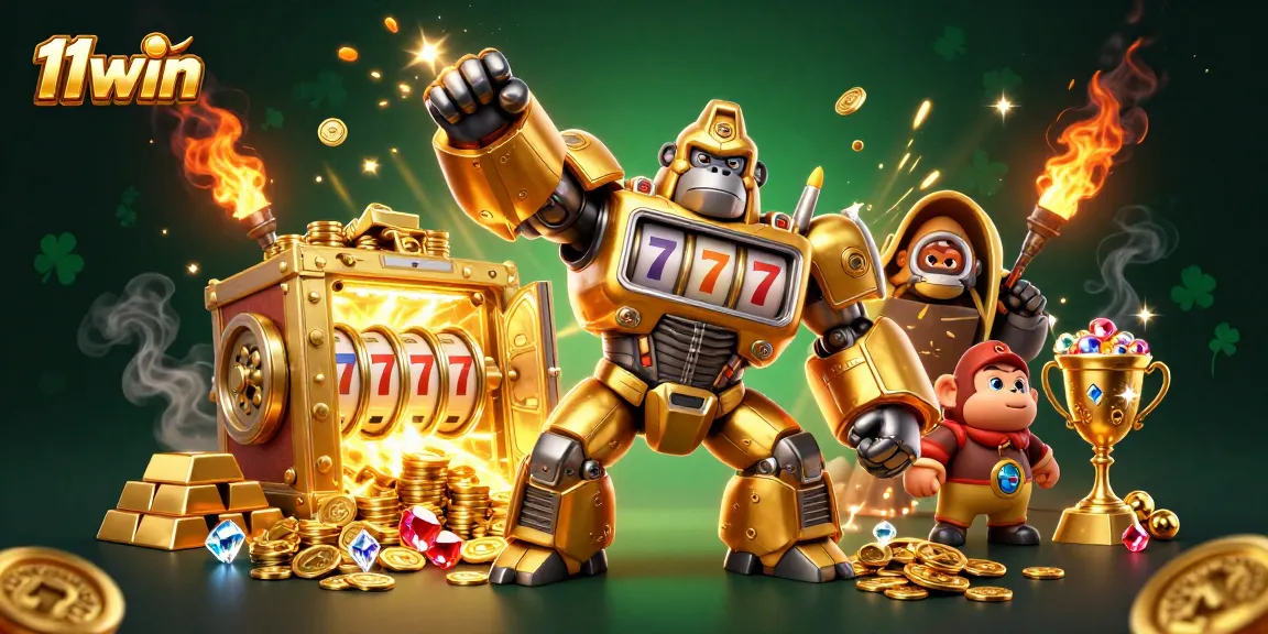 Experience thrilling wins with 11win as the golden gorilla mech unleashes jackpots and fortune!