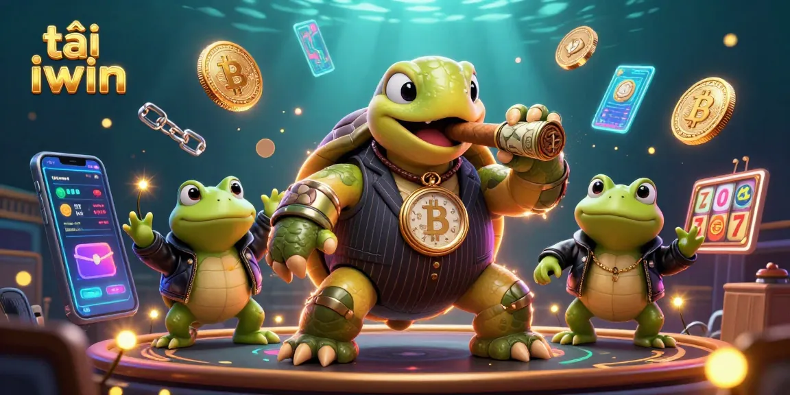 Engage in vibrant casino action with tải iwin depicted through a 3D turtle mobster and bullfrog enforcers.
