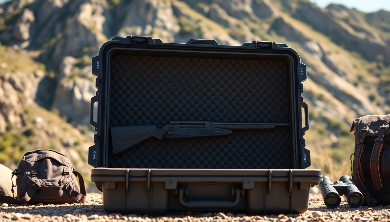 Pelican gun case for sale that emphasizes durability and modern design in an outdoor setting.