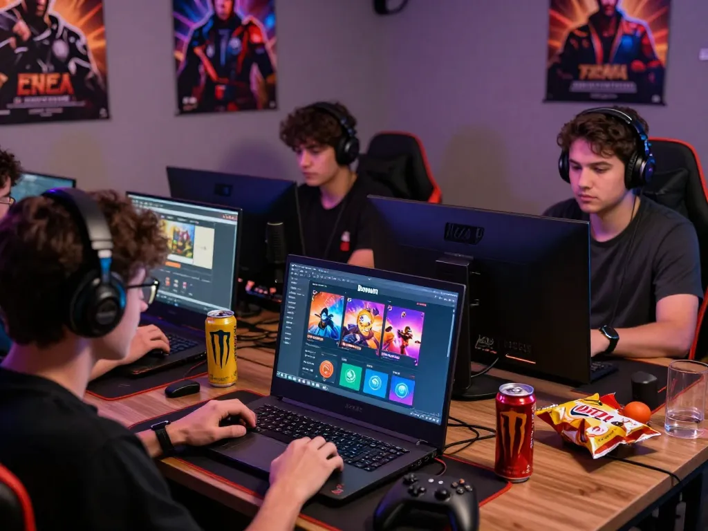 Online gaming scene featuring Bomwin gaming interface and diverse players engaging in a vibrant gaming atmosphere.