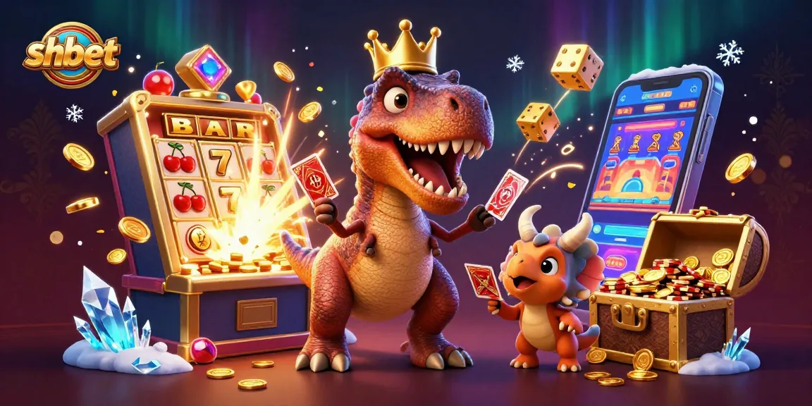 Experience thrilling gameplay at shbet with charming 3D cartoon dinosaurs at a vibrant casino scene.