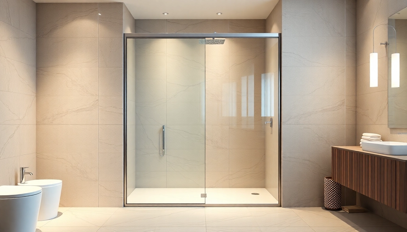 View the sleek shower screen sliding door enhancing modern bathroom aesthetics.