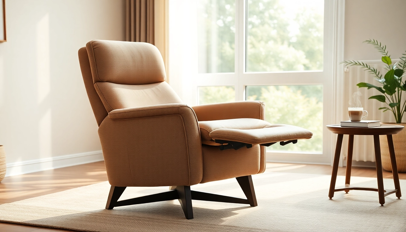 Relax in a recliner with independent back and footrest featuring soft upholstery and ergonomic design.