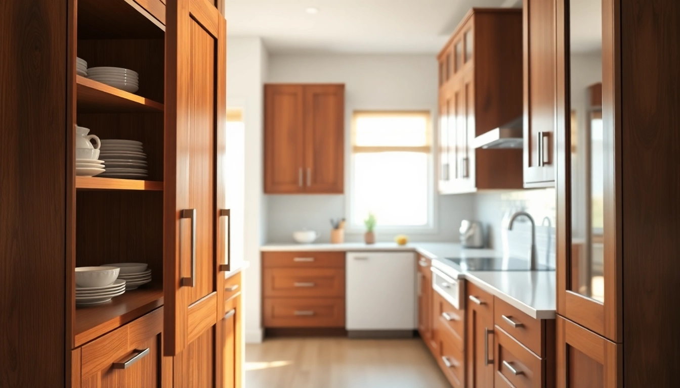 Cabinet Refacing Largo FL showcasing modernized kitchen with warm wood tones and elegant organization.