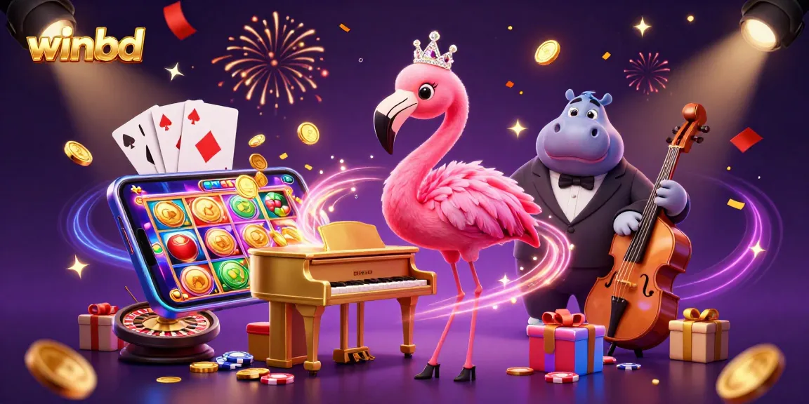 Experience thrilling gaming adventures with winbd's vibrant casino atmosphere, featuring engaging characters and exciting game elements.