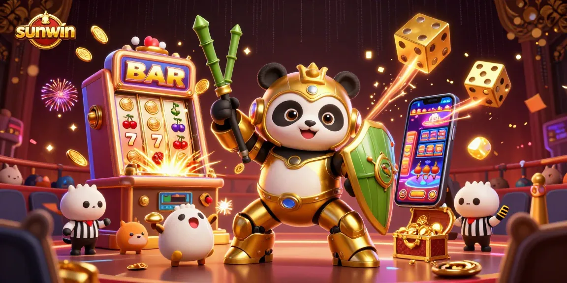Experience sunwin thrills with a vibrant 3D casino scene bursting with playful elements.
