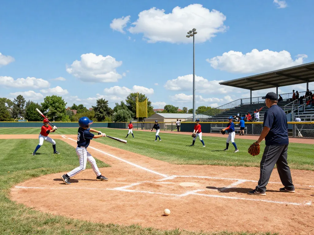 Young athletes training at the hitclub baseball facility, displaying teamwork and skill development.
