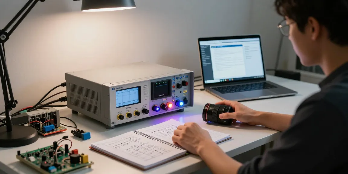 Kiprim DC605Pro showcased in a high-tech workspace with tools and laptop.