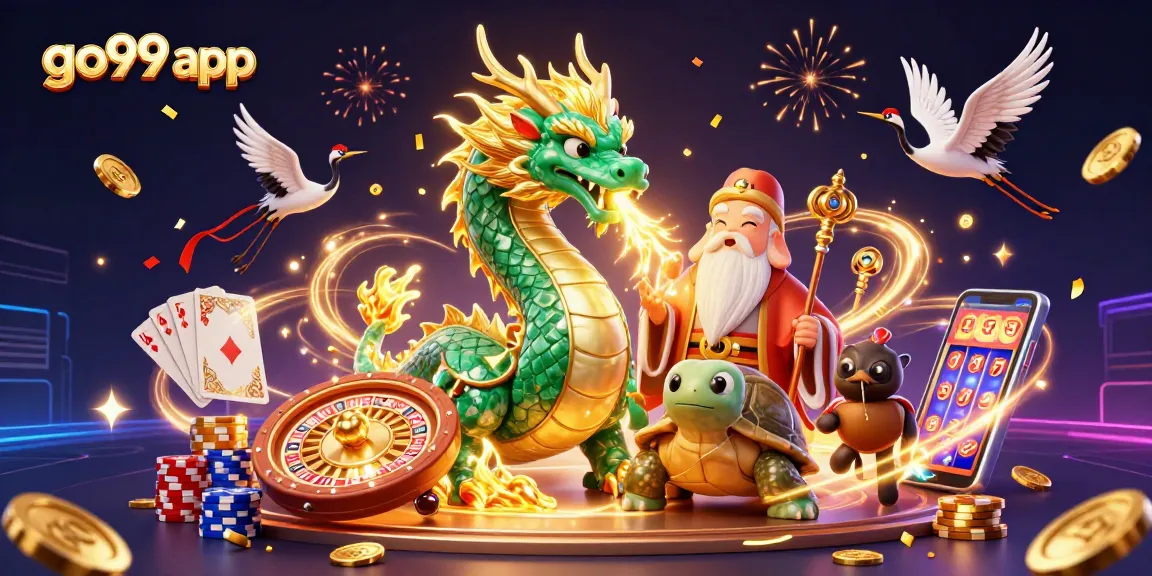 Experience the excitement of the go99 app featuring a fantasy casino scene with magical elements.
