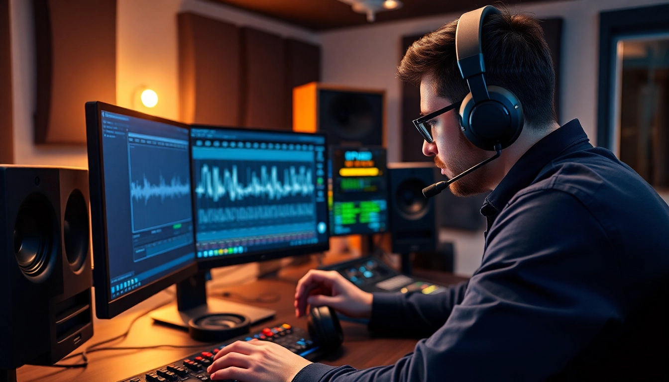 Engaging online mastering services performed in a modern audio studio environment.