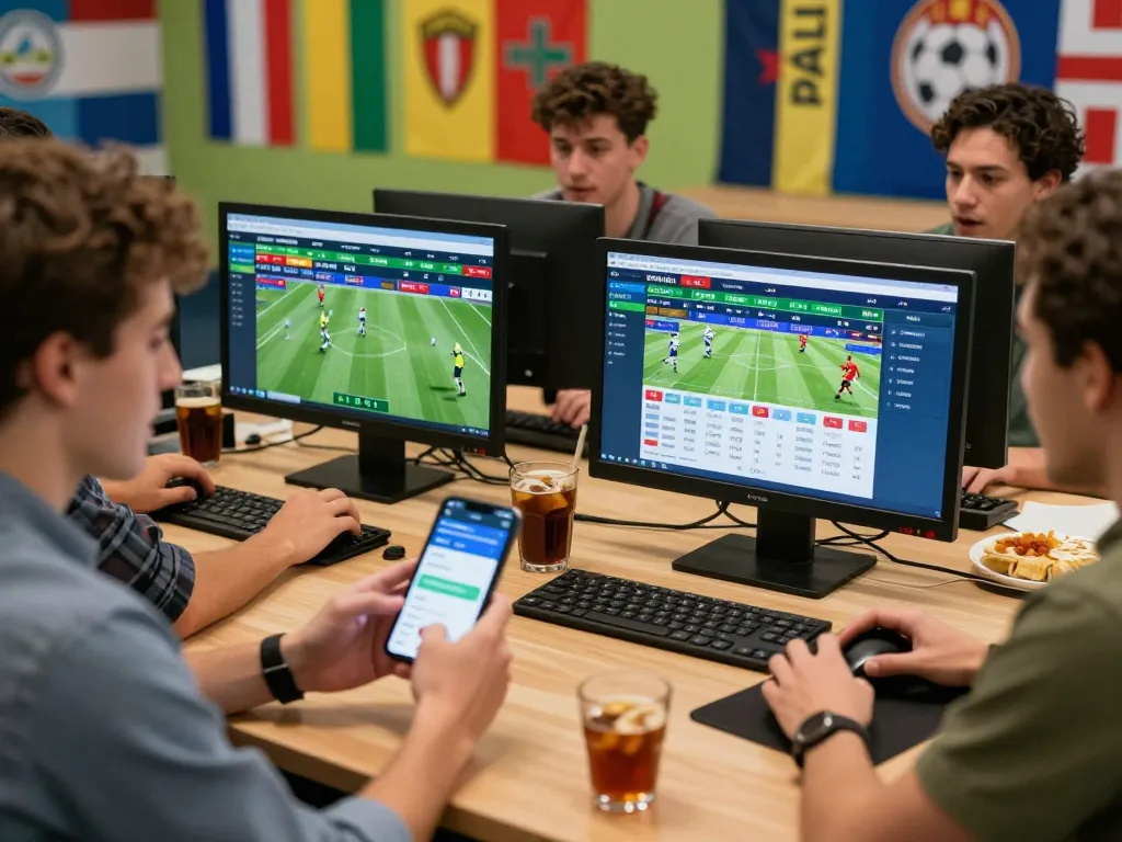 Engaged users enjoying the OKFUN online betting platform on mobile and desktop.