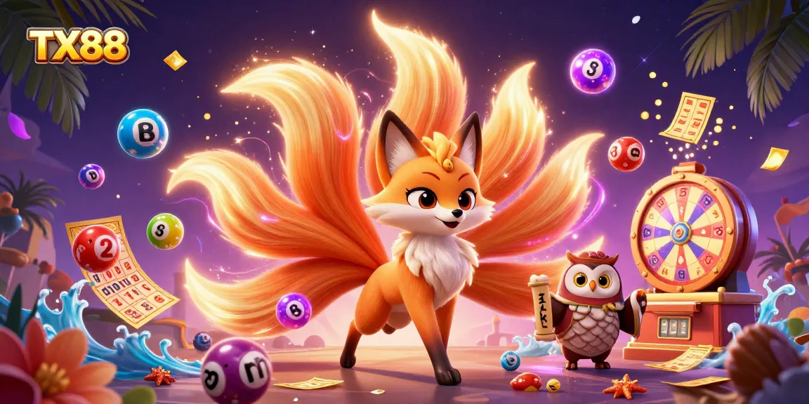 Experience thrilling wins at TX88 with a colorful and dynamic lottery scene featuring animated characters and vibrant game elements.