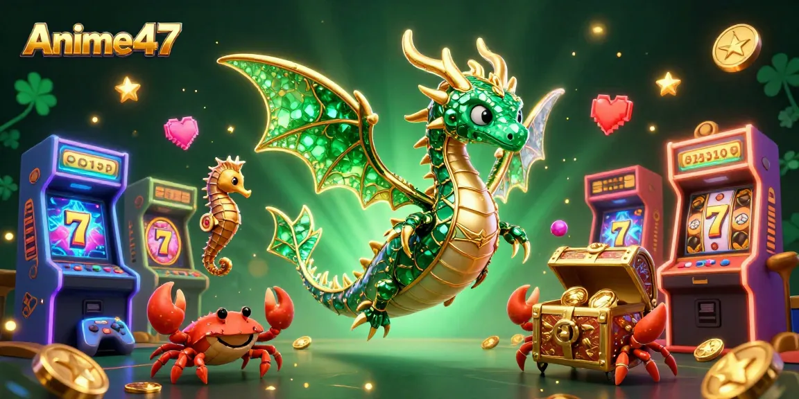 Engage with Anime47’s vibrant slot machines, featuring an elegant sea dragon and royal seahorse in dynamic casino action.