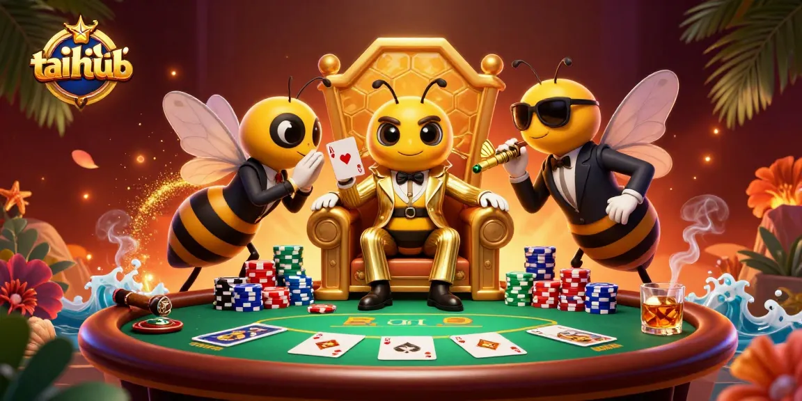 Engage in strategy at taihitclub with a vibrant 3D poker mob scene filled with game elements.
