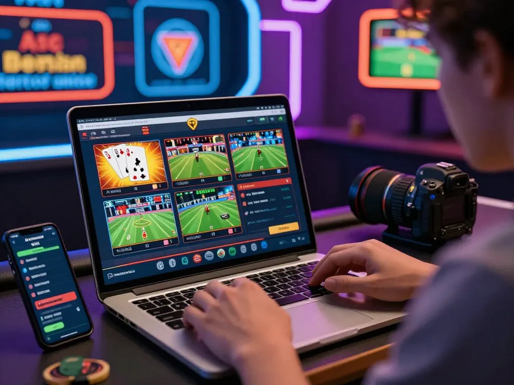 Engaged player enjoying lô đề online betting with vibrant gaming setup