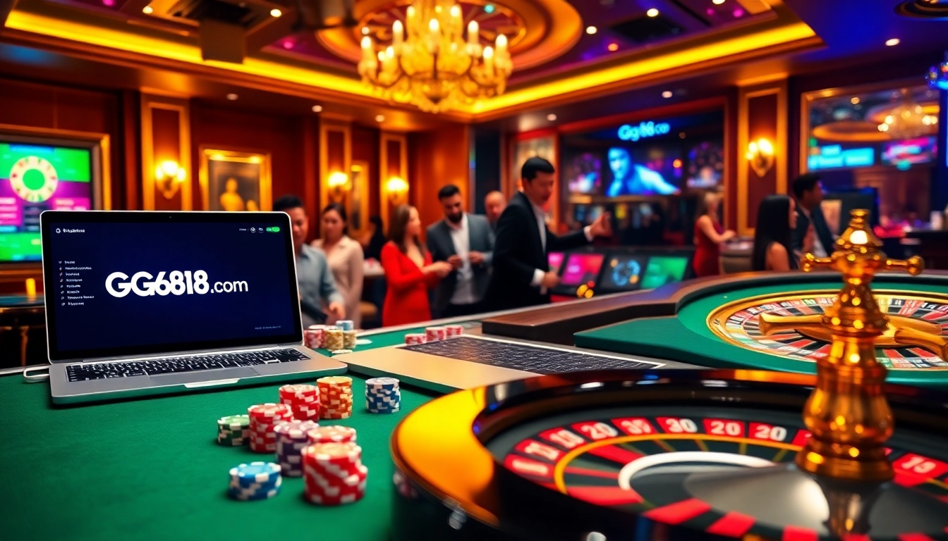 Experience the thrill of gaming at gg88.com with vibrant poker chips and an engaging casino atmosphere.