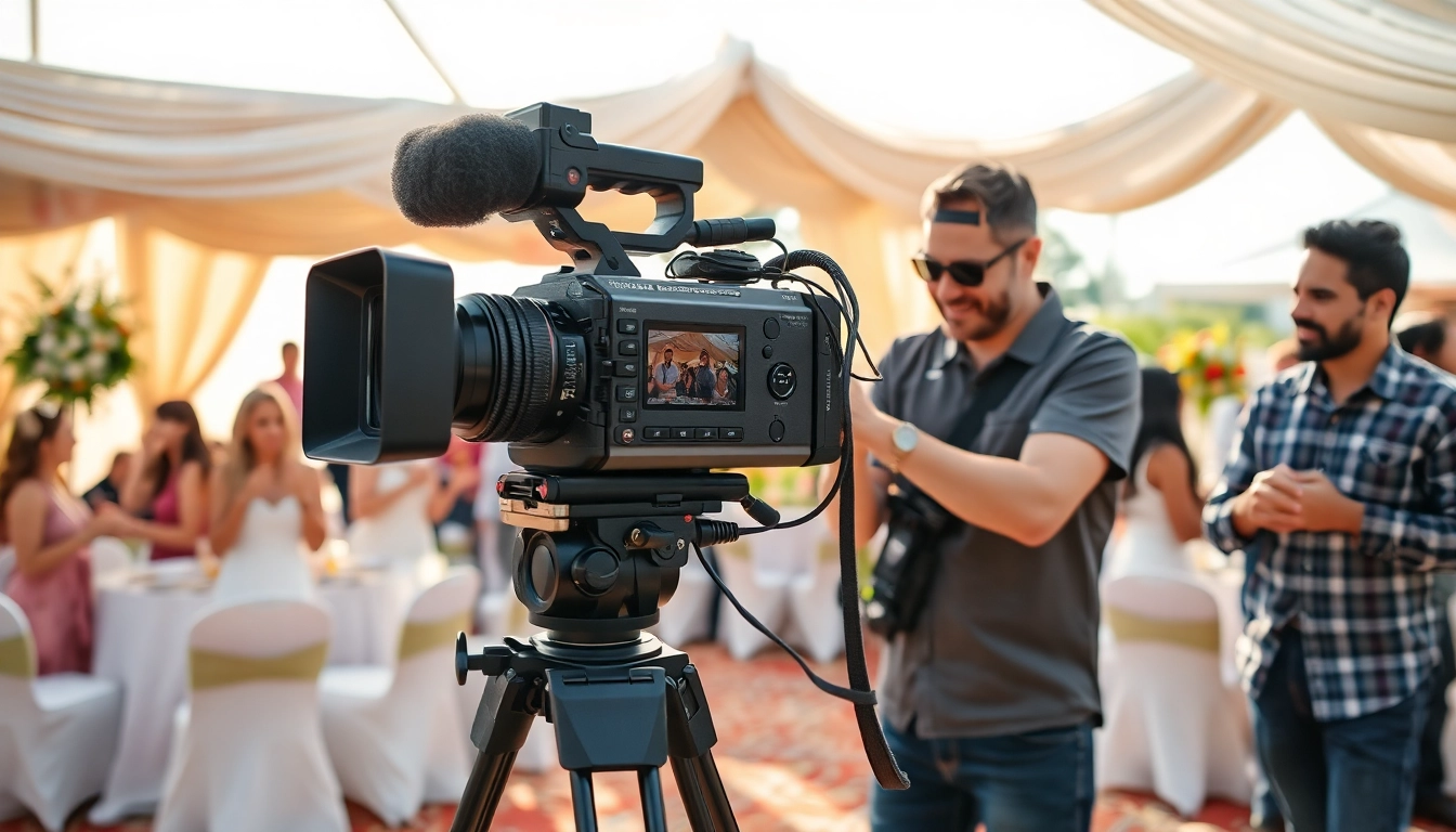 Capture of event videography services in action as a team films a vibrant celebration.